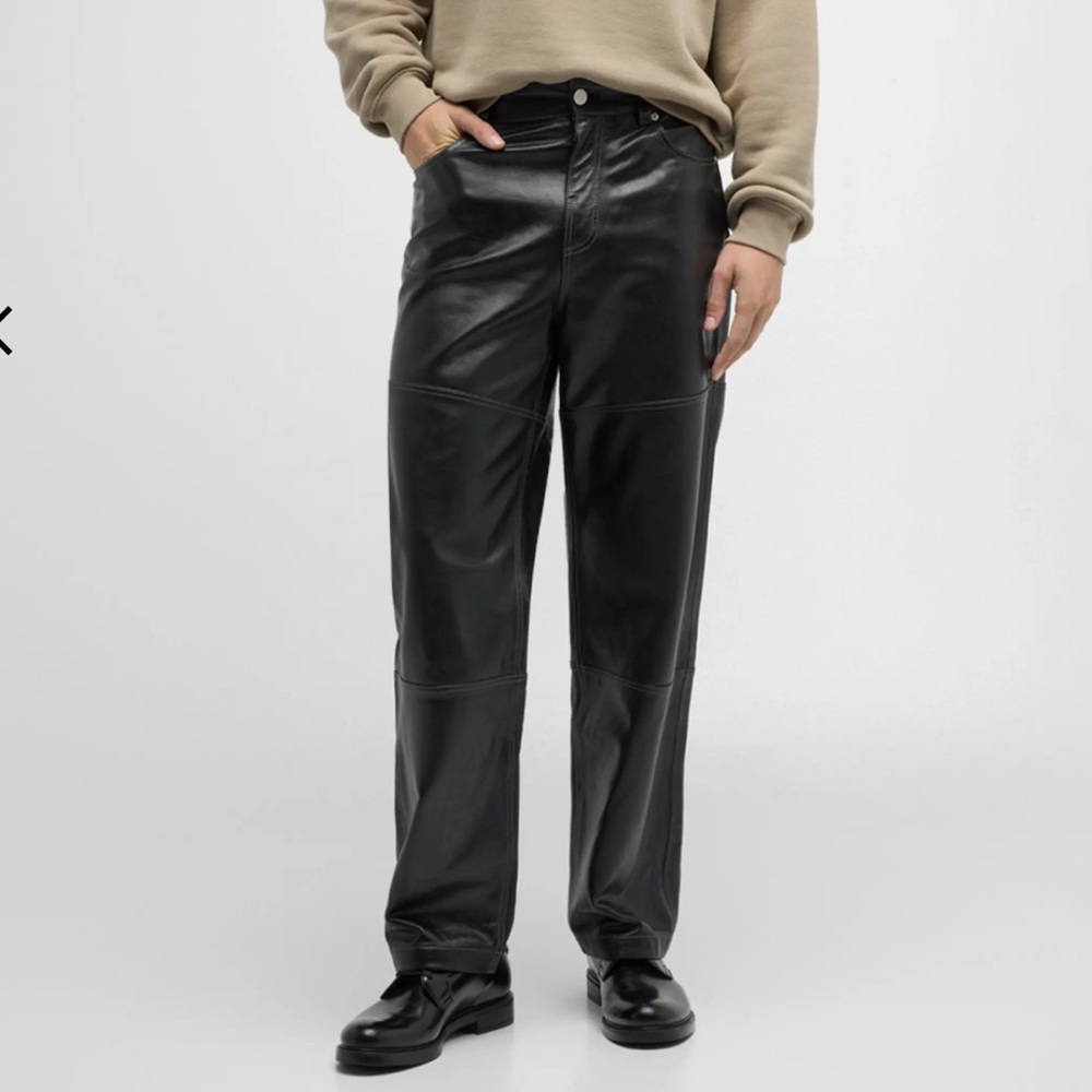 FRAME Men’s paneled loose-fit leather trousers